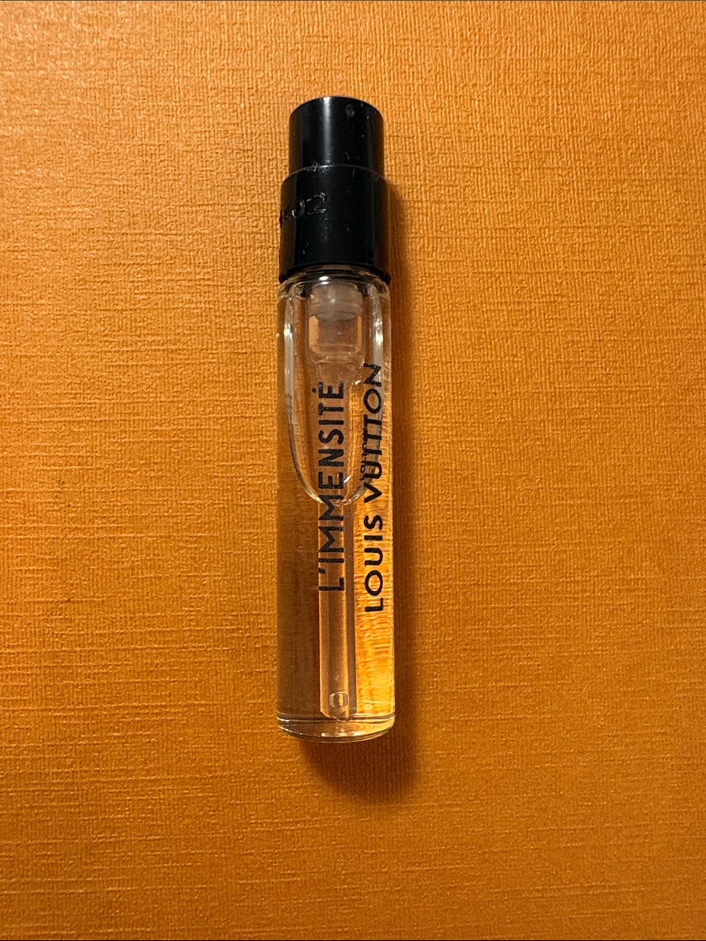 Louis Vuitton L'Immensité Travel Spray - Black Cap on Orange Backing
